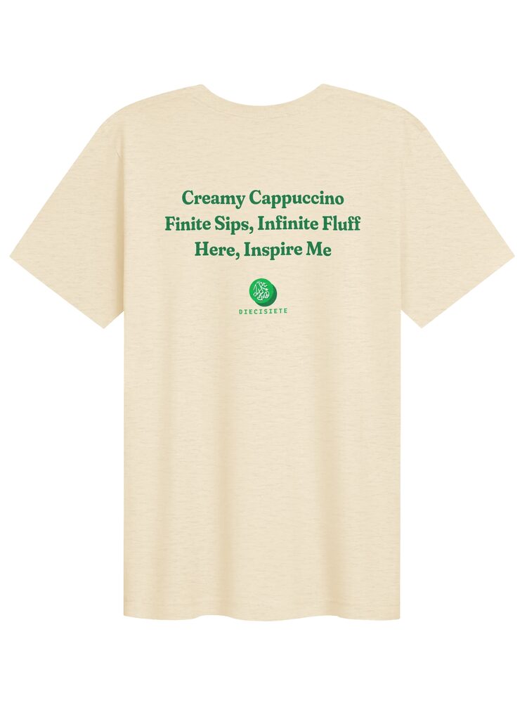 Creamy Cappuccino Green Text Tee, Heather Natural, photo 2