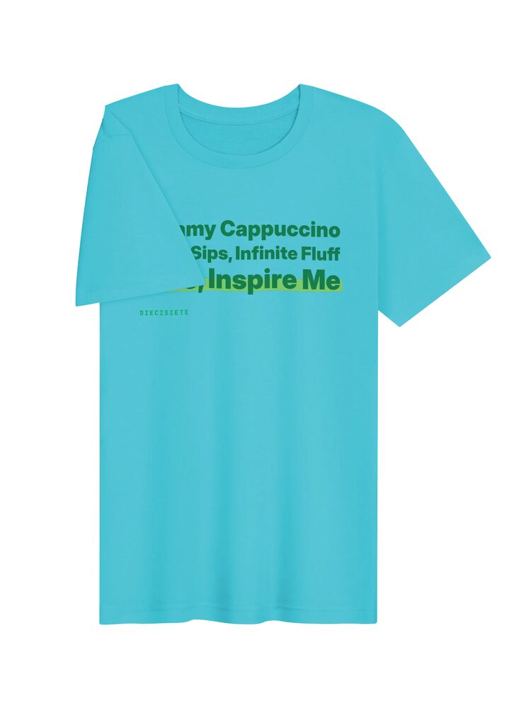 Creamy Cappuccino Green Text Tee, Turquoise, photo 3