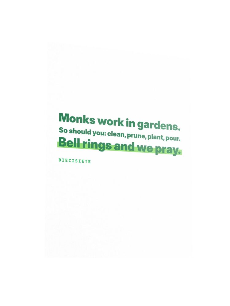 Monks Work in Gardens Poem Print, White, photo 3