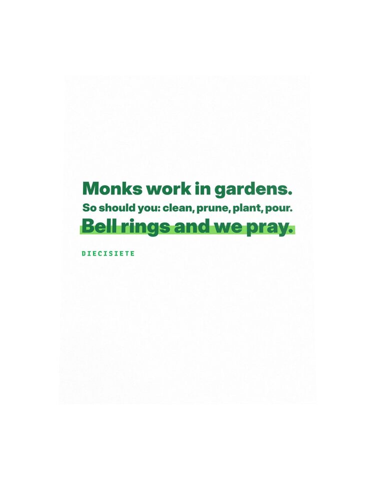 Monks Work in Gardens Poem Print, White, photo 4