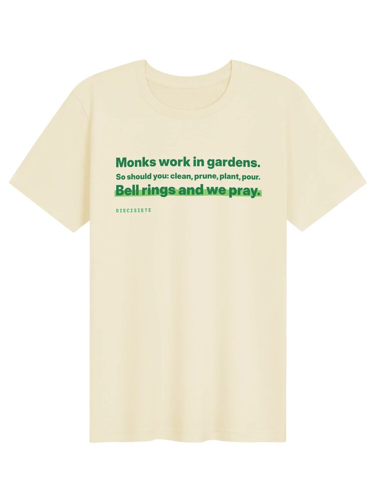 Monks Work in Gardens Tee, Natural