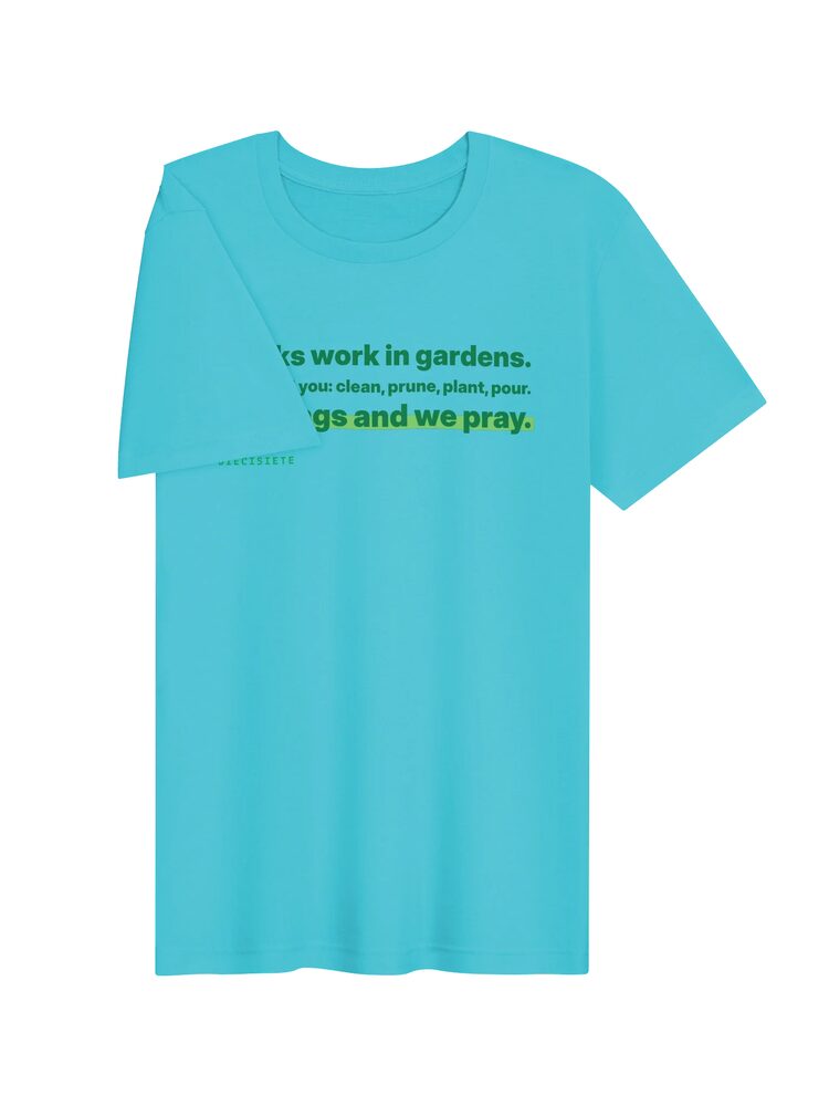 Monks Work in Gardens Tee, Turquoise, photo 3