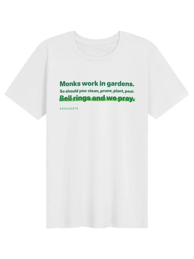 Monks Work in Gardens Tee, White