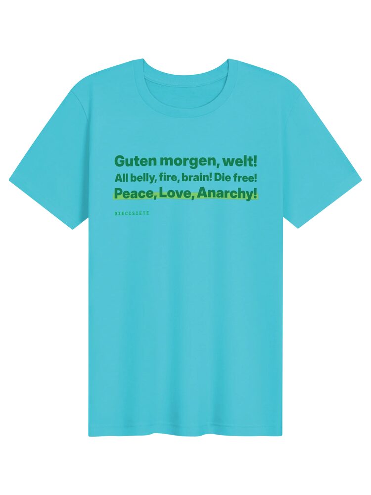 Peace, Love, Anarchy Tee, Turquoise