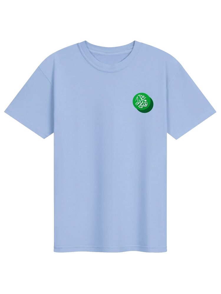 ZURC LOGO Embroidered/Printed Tee, Washed Denim
