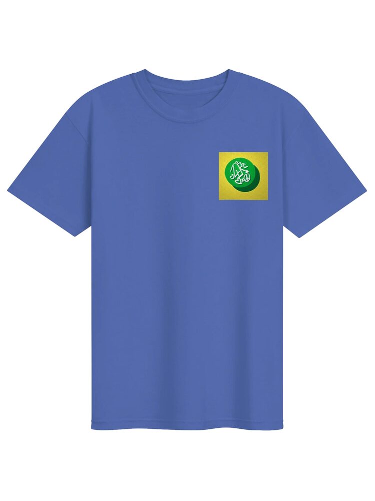 ZURC LOGO Yellow+Green Embroidered/Printed Tee, Mystic Blue