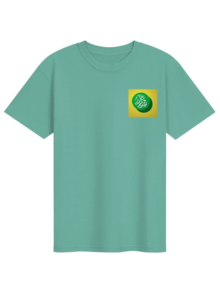 ZURC LOGO Yellow+Green Embroidered/Printed Tee, Seafoam