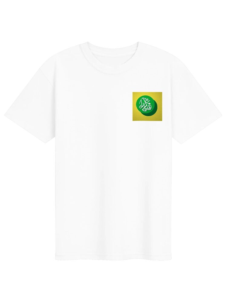 ZURC LOGO Yellow+Green Embroidered/Printed Tee, White